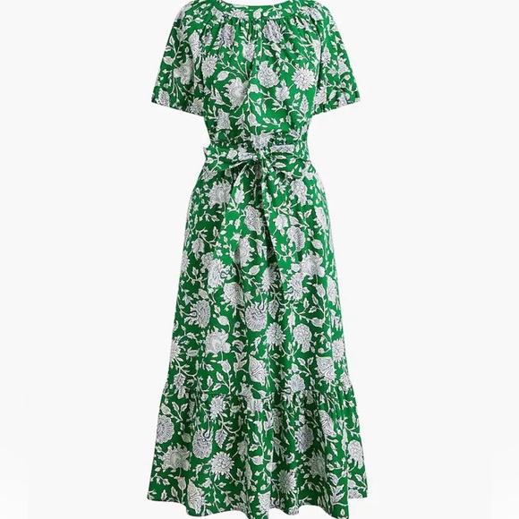 J. Crew Green Pleated Maxi Sundress with Flutter Sleeves - Picture 1 of 11